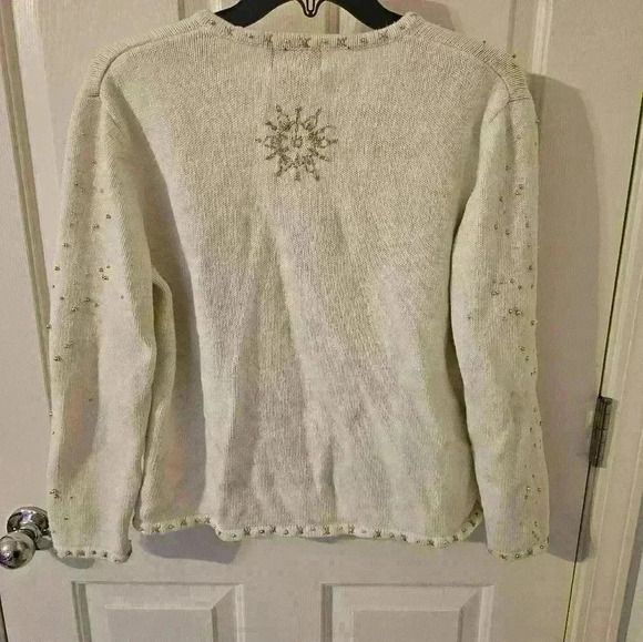 Studio Joy Beaded Christmas Sweater Size L - Picture 3 of 4